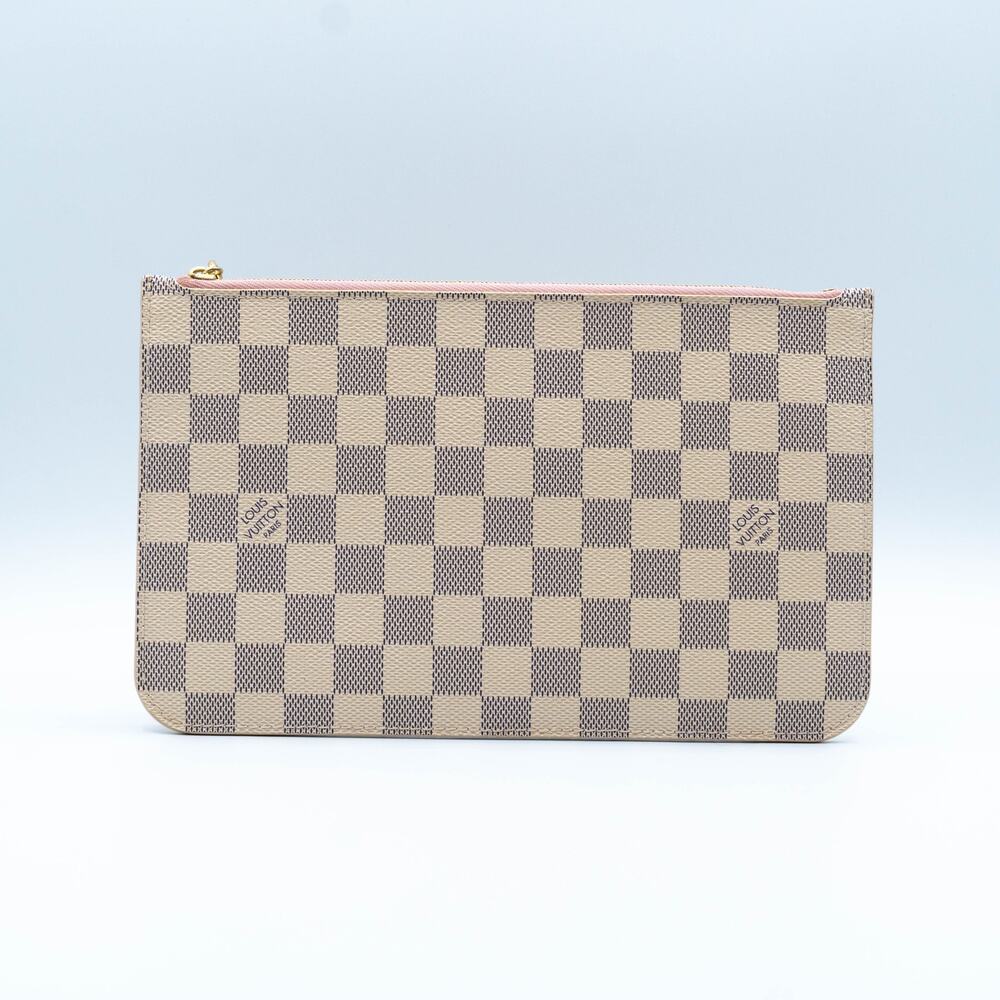 Louis Vuitton Damier Azur Neverfull MM GM Pochette Rose Ballerine